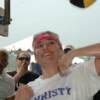 "The Coal Miner's Daughter" Christy Martin works the speed bag during a public workout session