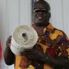 James (Buster) Douglas holds the plaster impression of his fist