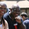 Iran (The Blade) Barkley puts up a fist during the parade