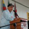 South African referee Stanley Christodoulou at the microphone during the Opening Ceremony