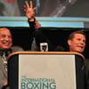 2011 Inductees Joe Cortez and Julio Cesar Chavez at the banquet podium.
(photo: Jeff Julian)