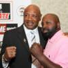 Marvelous Marvin Hagler and Mark "Too Sharp" Johnson pose for a photo