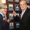 Freddie Roach and Al Bernstein point to their HOF plaques