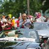 Wilfredo Vazquez raises his fists during the Parade of Champions