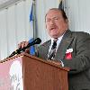 Referee Steve Smoger addresses the crowd on Induction Sunday.