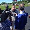 "Irish" Micky Ward conducts an interview on the Museum Grounds.