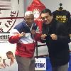 Panamanian champions and Hall of Famers Hilario Zapata and Roberto Duran pose in the MSG ring.