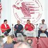 Boxing officials Raul Caiz Sr., Raul Caiz Jr., Tony Weeks and Kenny Bayless field questions from fans on the Museum Grounds.